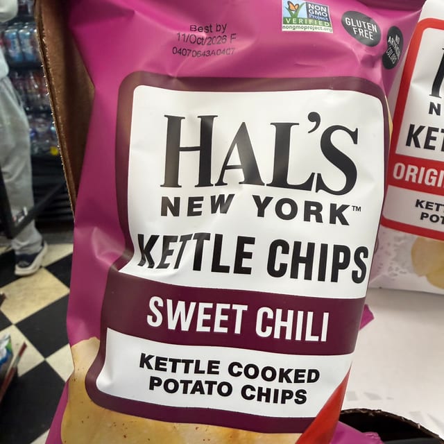 Hal’s New York Kettle Chips sweet chili.