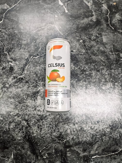 Celsius Peach Mango + Green Tea.