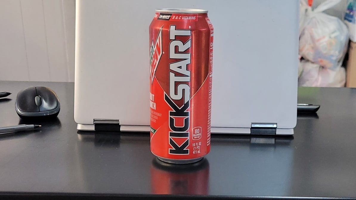 Mt. Dew Kickstart Fruit Punch.