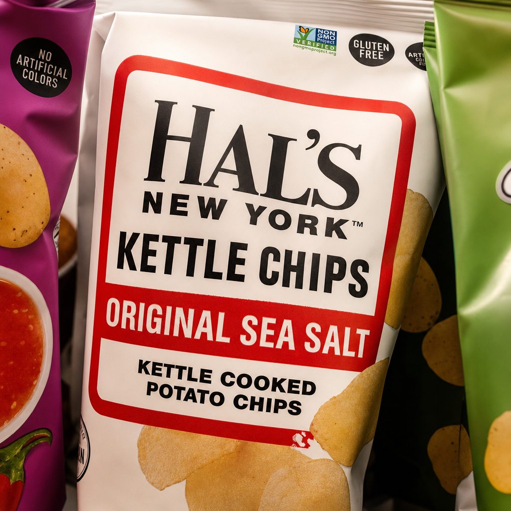 Hal’s  New York original Sea Salt, Kettle Potato Chips.
