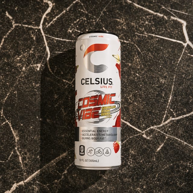 Celsius Cosmic Vibe Sparkling Fruit Punch.